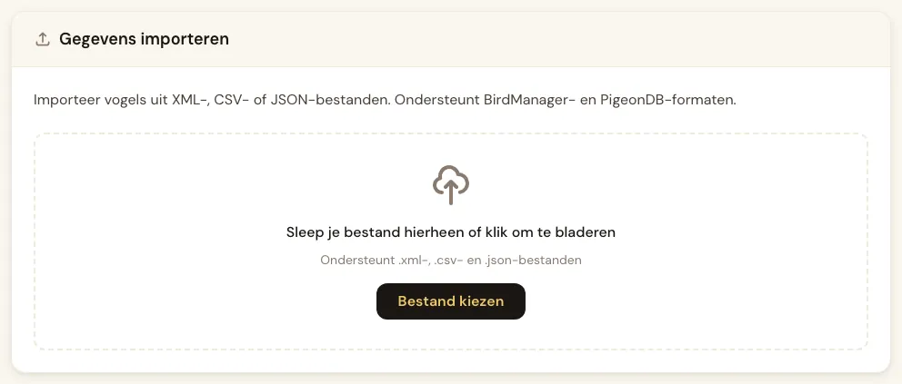 Importzone waar je een bestand neerzet